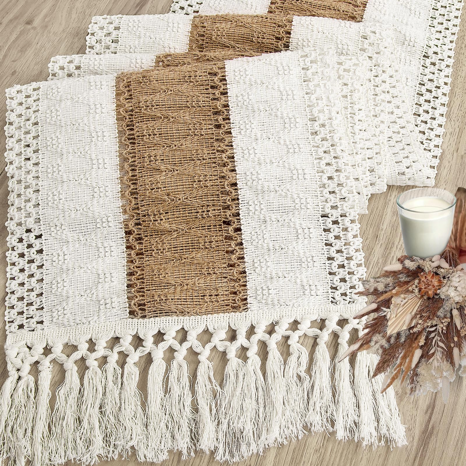 Foto 2 | Camino De Mesa Yuboo Boho, 274 Cm De Largo, Macramé, Color Marrón - Venta Internacional.