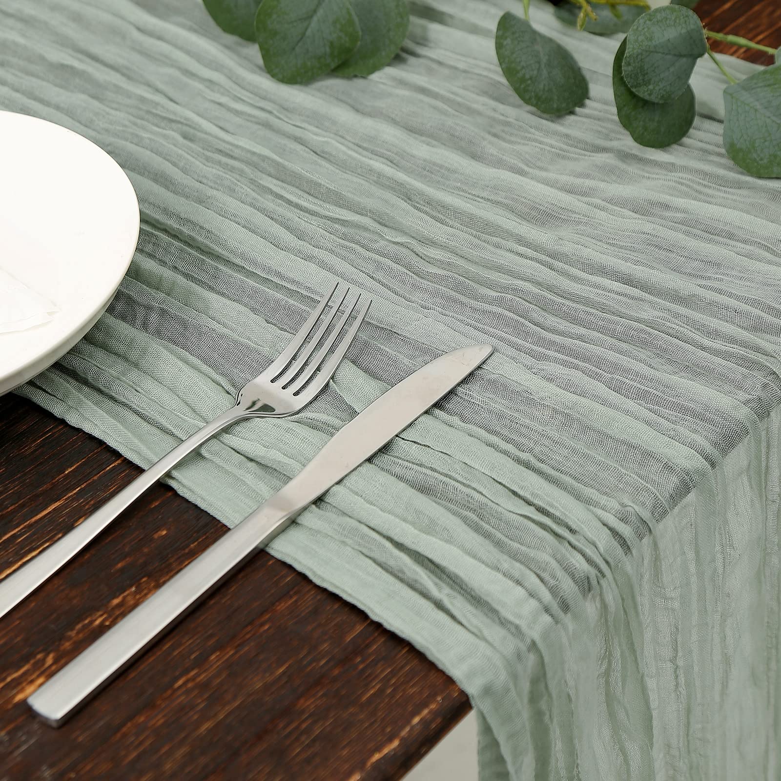 Foto 3 pulgar | Mantel De Mesa Dolopl, Gasa Verde Salvia, 4 M, Para Baby Shower - Venta Internacional.