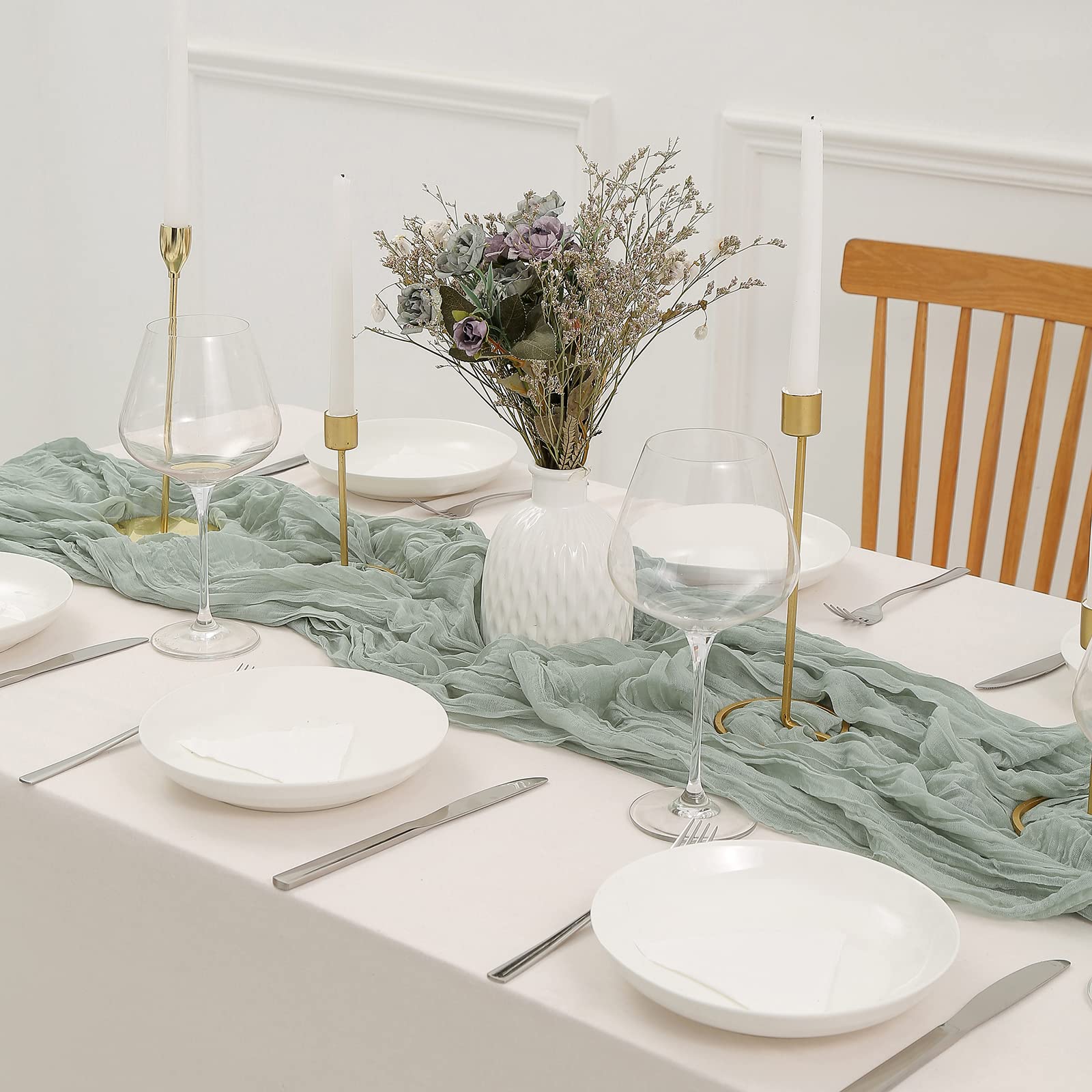 Foto 4 | Mantel De Mesa Dolopl, Gasa Verde Salvia, 4 M, Para Baby Shower - Venta Internacional.