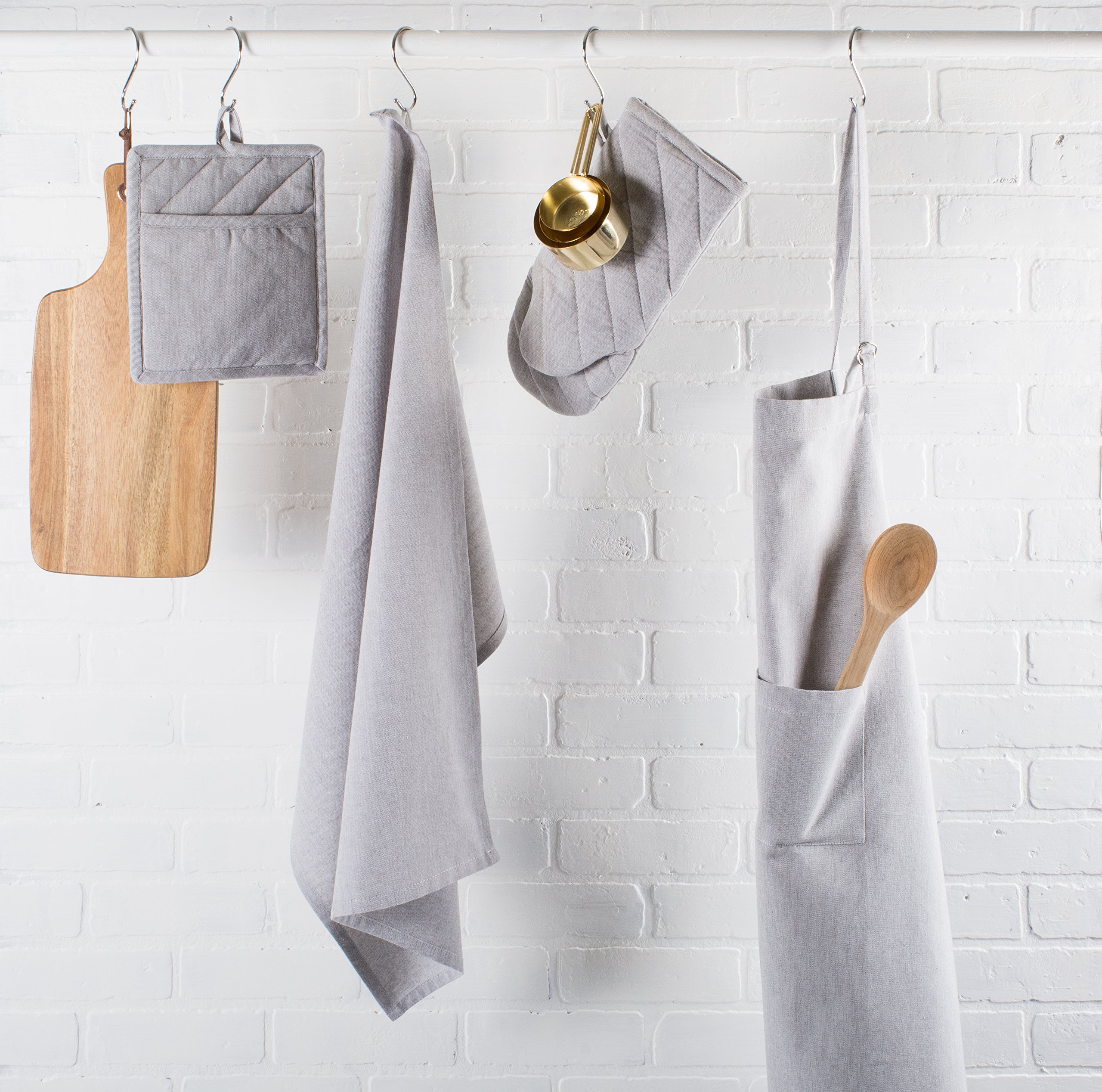 Foto 5 | Set De Cocina Dii 100% Algodón Liso Gris Cambray, 2 Piezas - Venta Internacional.