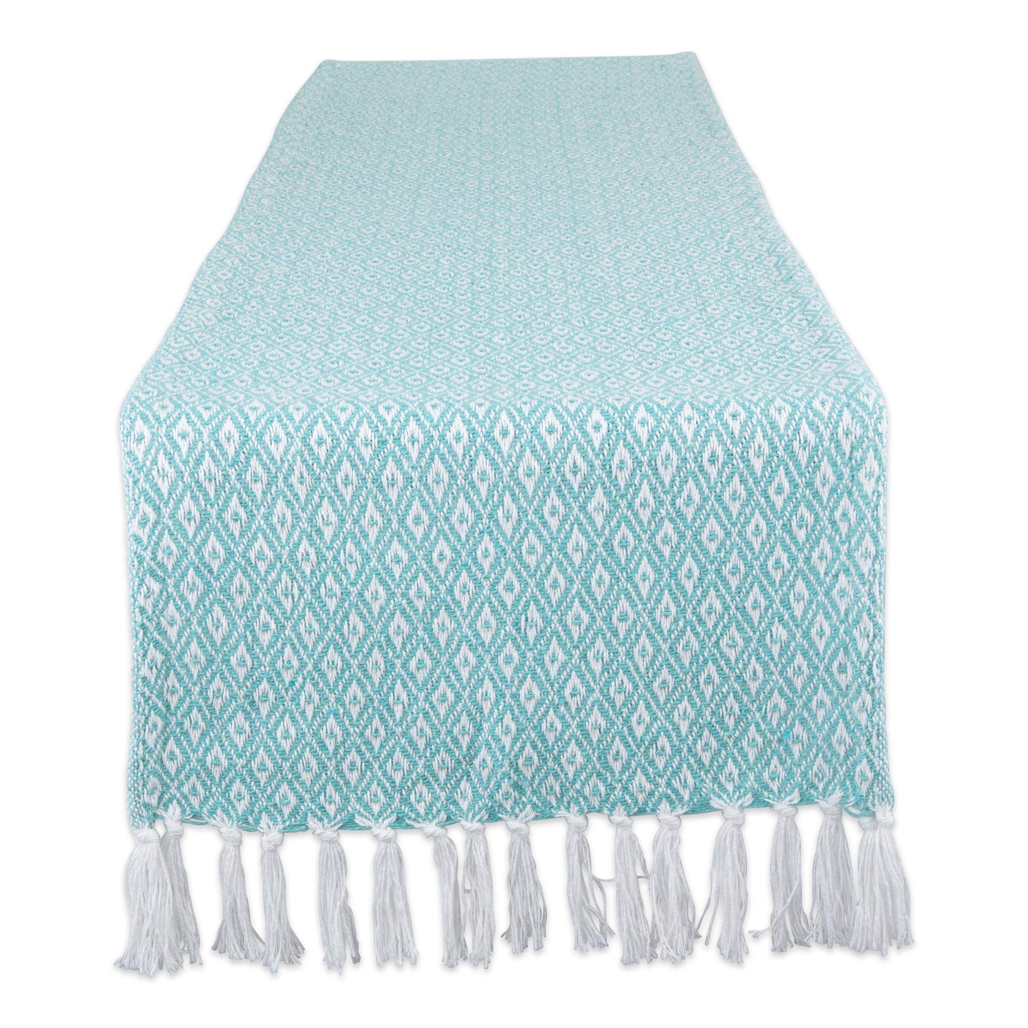 Camino De Mesa Dii Farmhouse En Miniatura Con Forma De Diamante Trenzado, 38 X 183 Cm, Color Aguamarina - Venta In