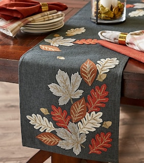 Foto 4 | Camino de Mesa Gris DII Bordado en Otoño 14 x 70 Pulgadas - Venta Internacional
