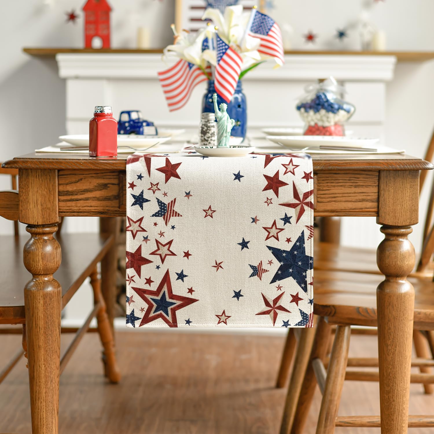 Foto 3 pulgar | Table Runner Artoid Mode Old Style Stars  Bandera Estadounidense  4 De Julio - Venta Internacional.