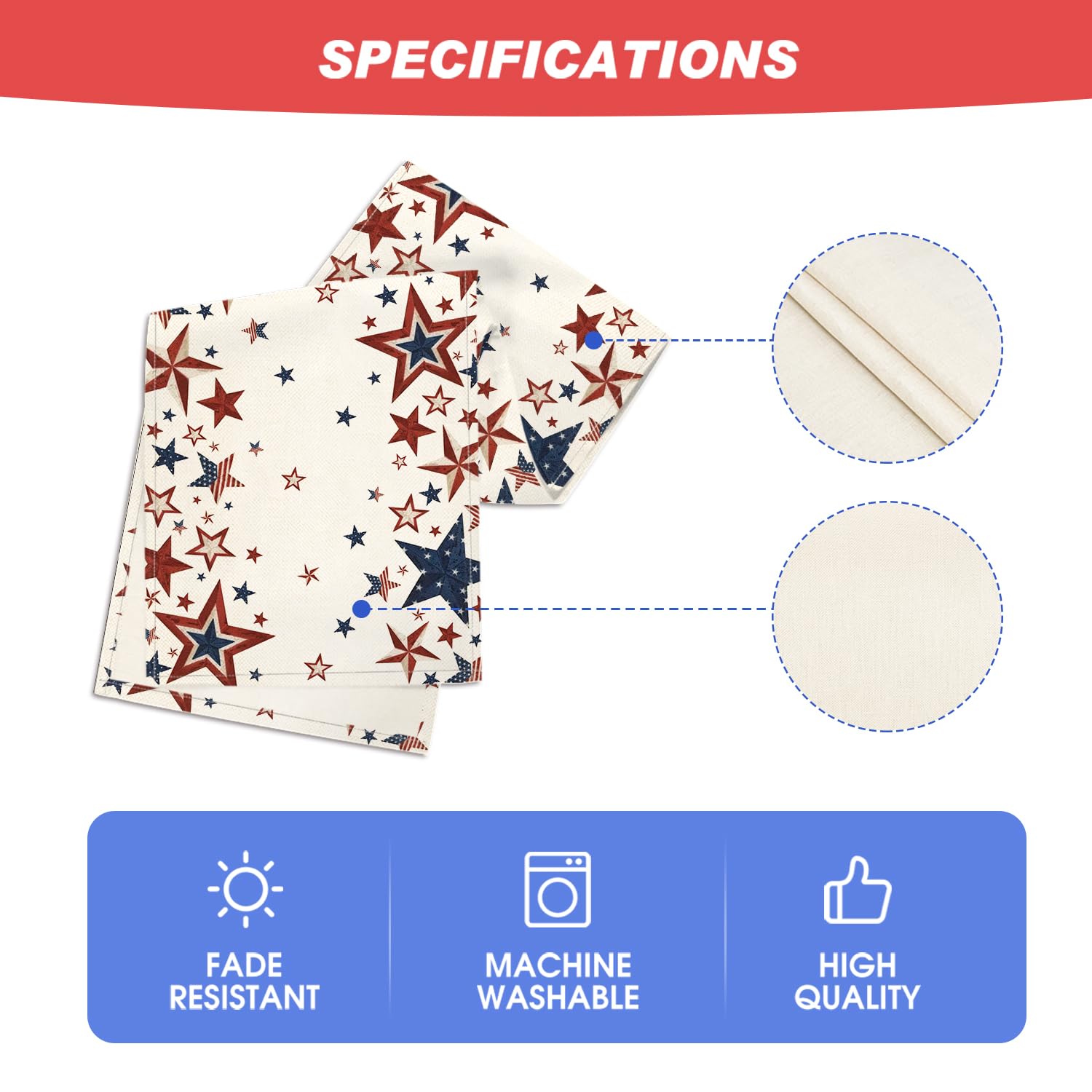 Foto 5 | Table Runner Artoid Mode Old Style Stars  Bandera Estadounidense  4 De Julio - Venta Internacional.