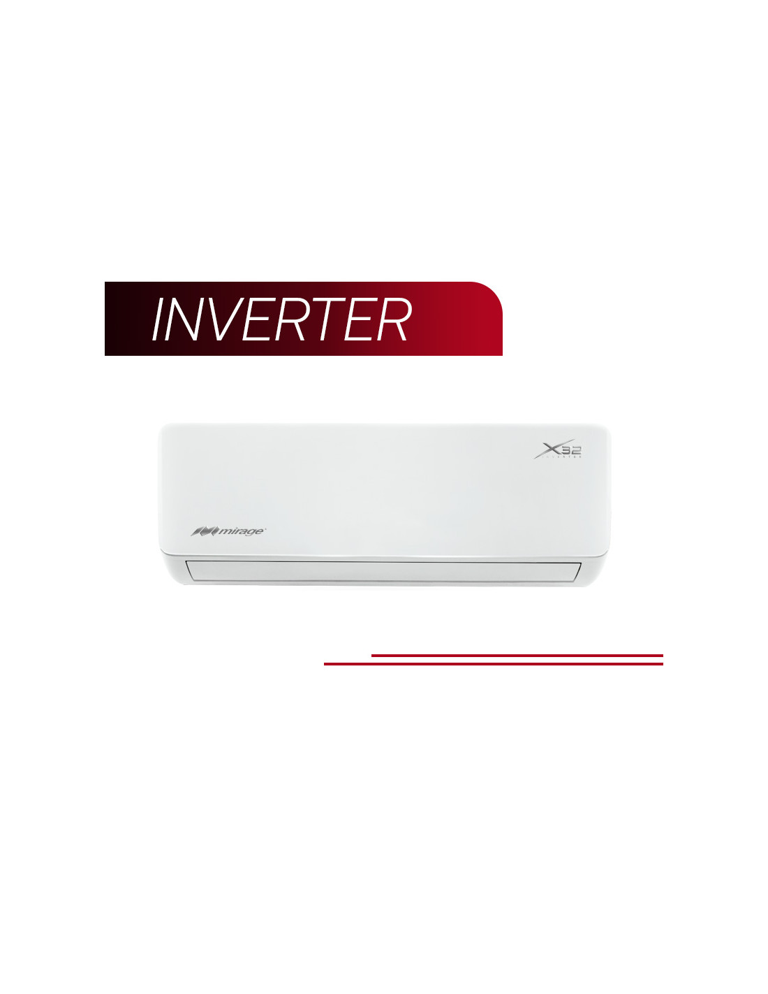 Split Aire Acondicionado Mirage Inverter X32 Frío-calor 230v 2 Toneladas 23,000 Btu Setcwc261e