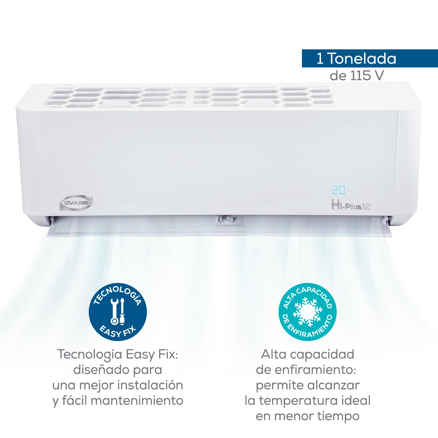 Foto 3 pulgar | Aire Acondicionado Evans Mini Split 2 Ton. Frío 24000 Btu Blanco 220v Seer 12 Ac-ms-2.0t-12