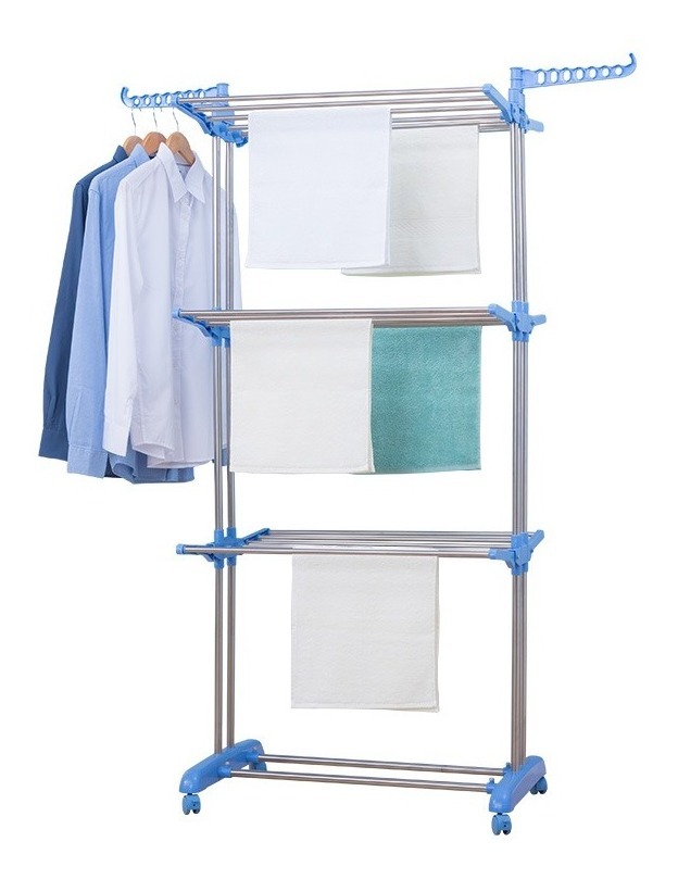 Tendedero Metálico Plegable para Ropa Retráctil y Portátil Practiksa color Blanco