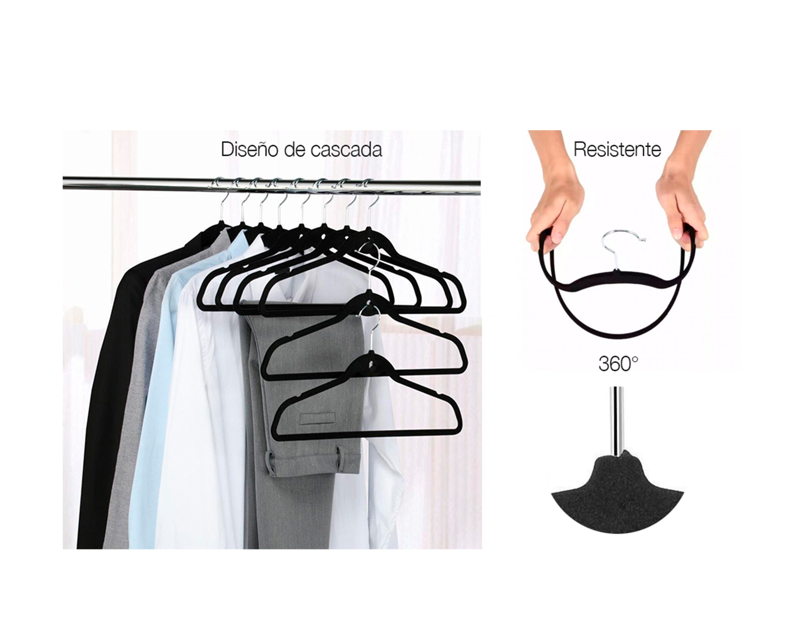 Foto 4 pulgar | Ganchos de Ropa Brandtrendy 50 Piezas color Negro