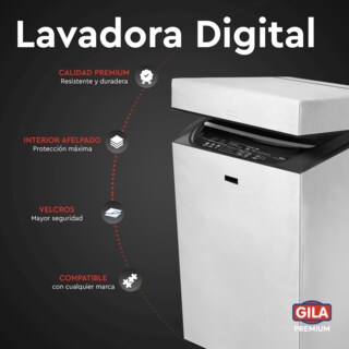 Foto 2 | Funda Para Lavadora Digital De Carga Superior Gila color Plata Talla L