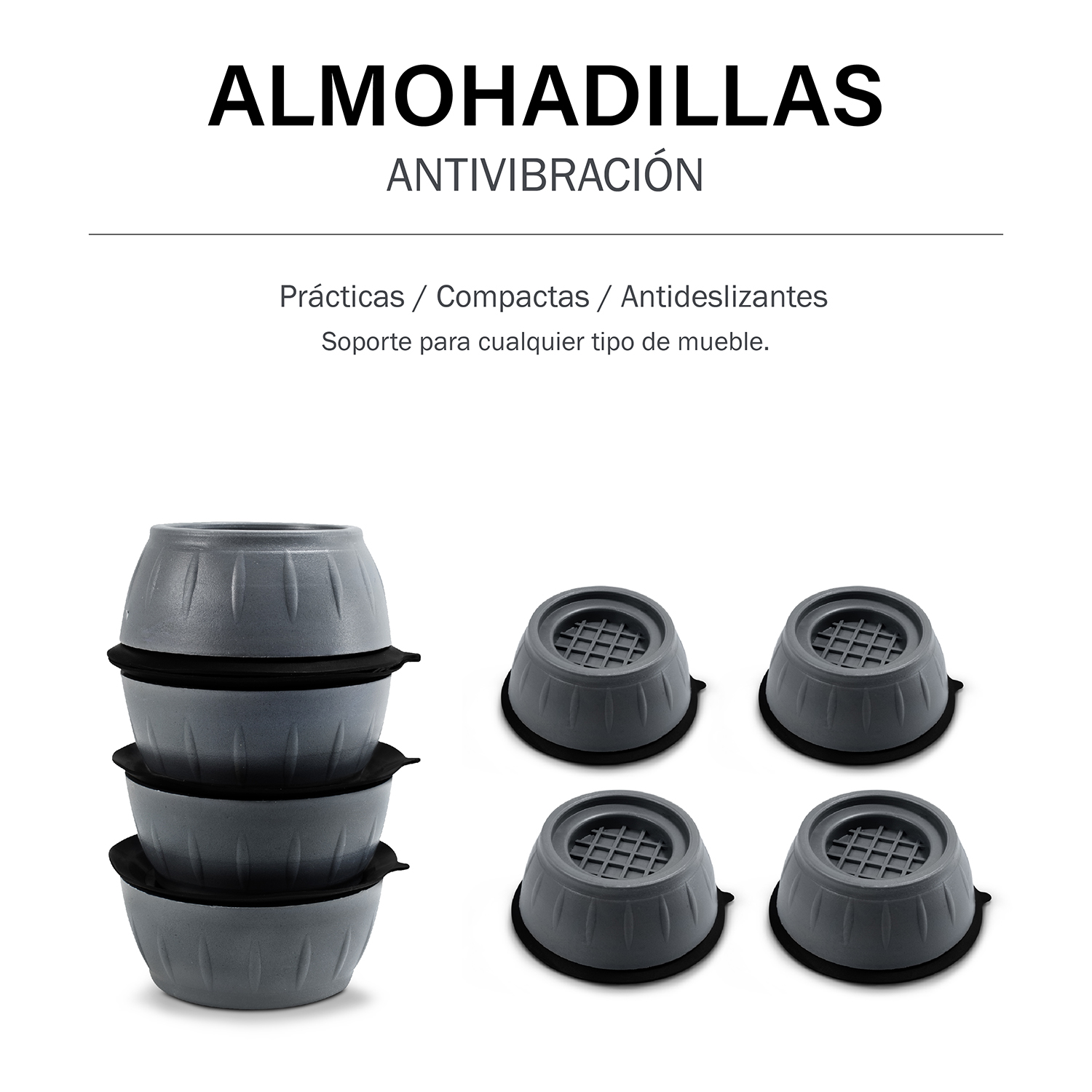 Foto 7 pulgar | Set De 4 Almohadillas O Soporte Antivibración Para Refri O Lavadora
