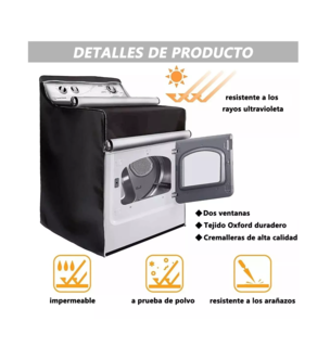 Foto 5 | Funda de Protección Solar Impermeable para Lavadora Negro
