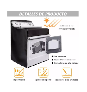 Foto 5 | Funda de Protección Solar Impermeable Negra Universal para Lavadora