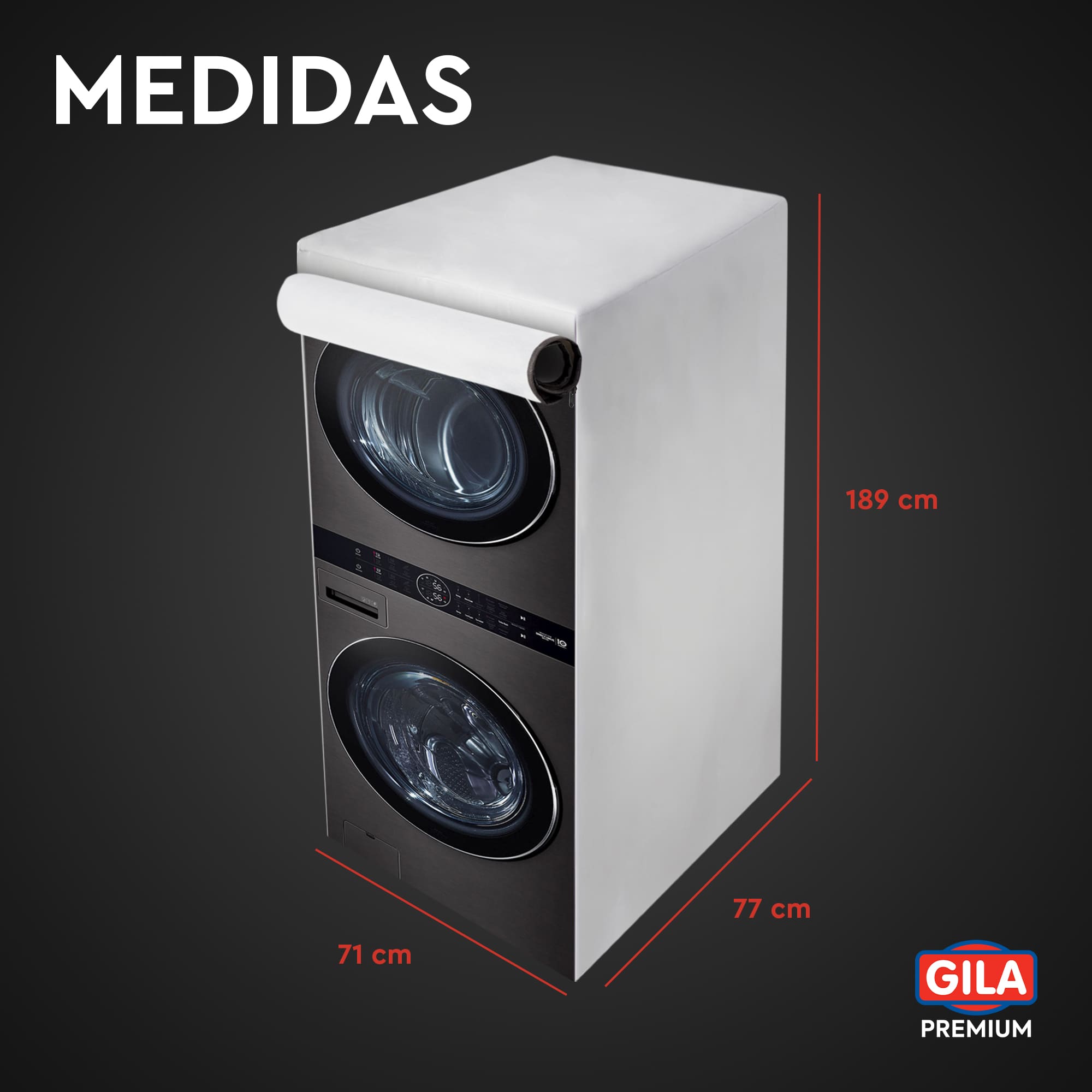 Foto 7 | Funda para Torre de Lavado Afelpada con Cierre - Cubierta para Lavadora Y Secadora Protector Impermeable Afelpado