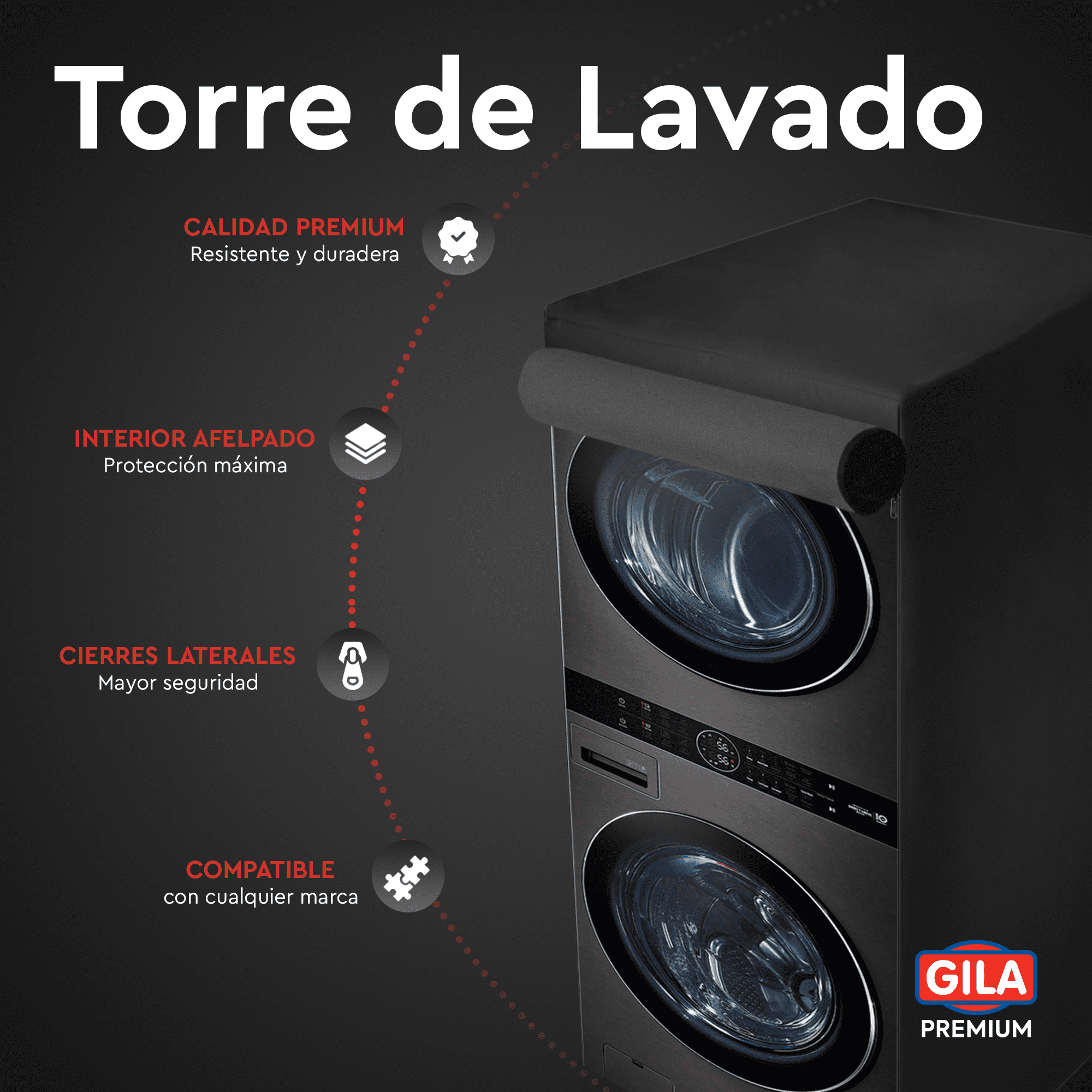 Foto 3 pulgar | Protector Impermeable Premium Gila  para Torre de Lavado Negro