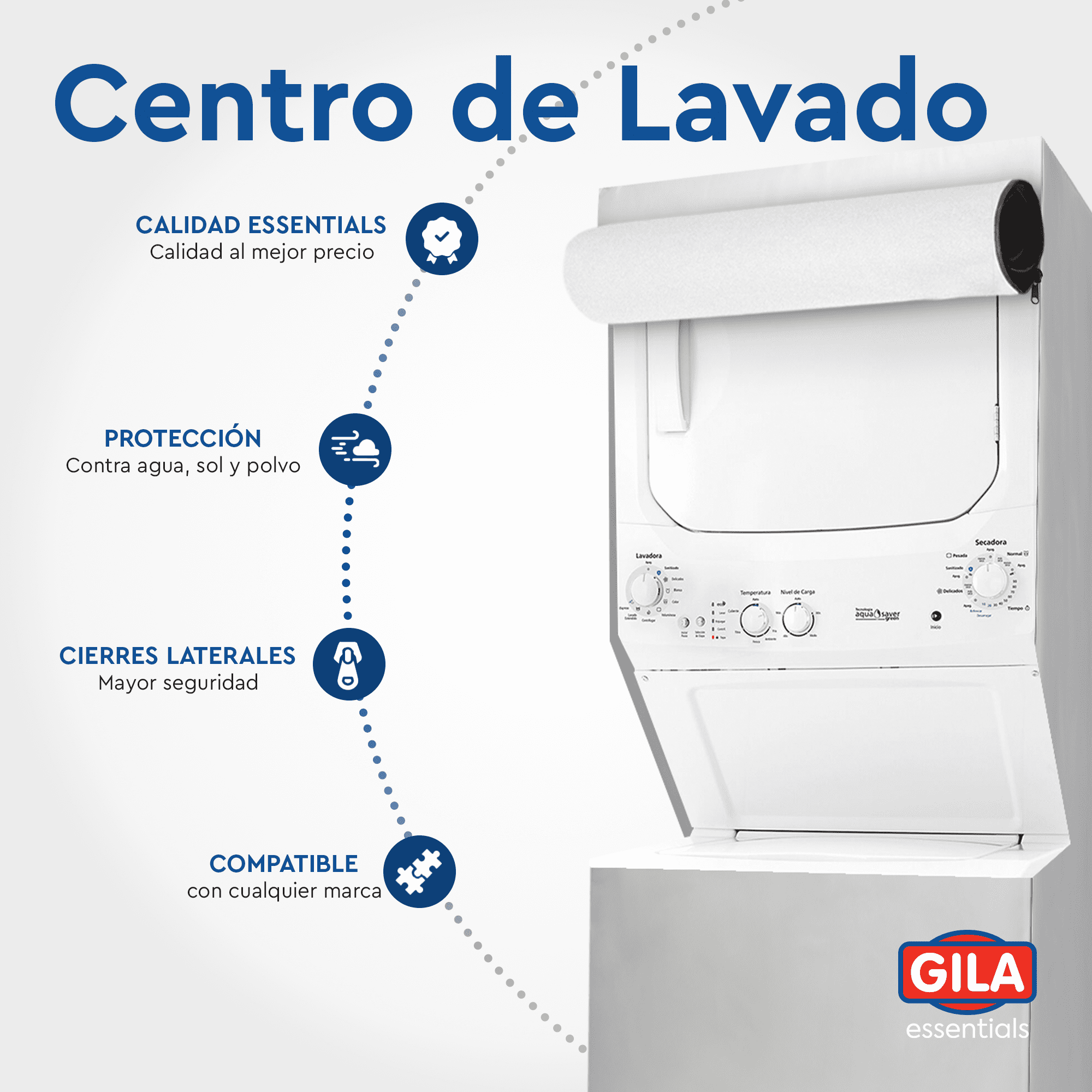 Foto 2 | Funda para Centro de Lavado con Cierre Gila Impermeable Gris