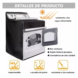 Foto 4 | Funda de Protección Solar Negra Impermeable Universal para Lavadora