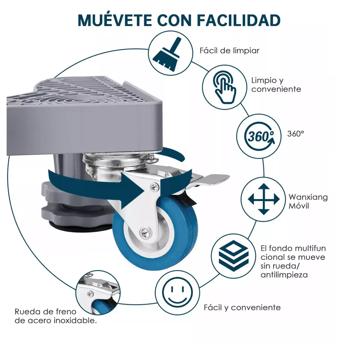 Foto 5 | Base Multifuncional Universal Belug Gris para Lavadoras y Frigoríficos