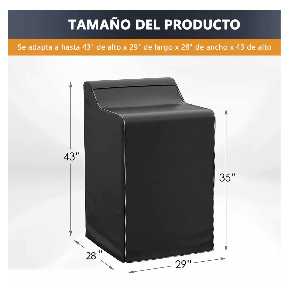 Foto 4 pulgar | Funda De Protección Solar Impermeable Universal Para Lavadora Negro