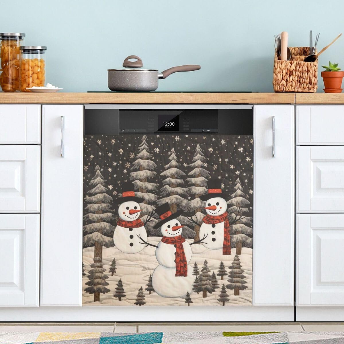 Foto 1 | Funda Magnética Para Lavavajillas Alaza, Diseño Retro, Diseño De Muñeco De Nieve Y Pino - Venta Internacional.