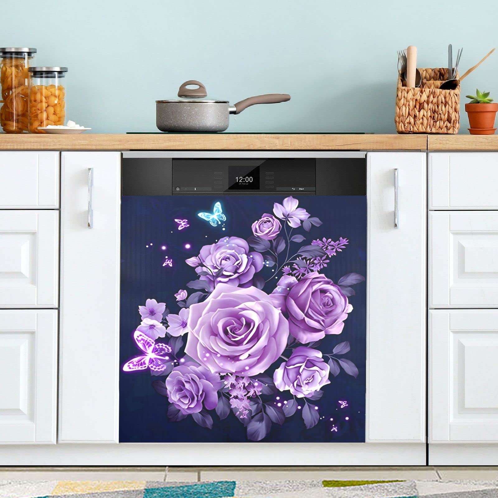Foto 3 pulgar | Funda Magnética Para Lavavajillas Naanle Con Forma De Rosa Morada, 60 X 66 Cm - Venta Internacional.