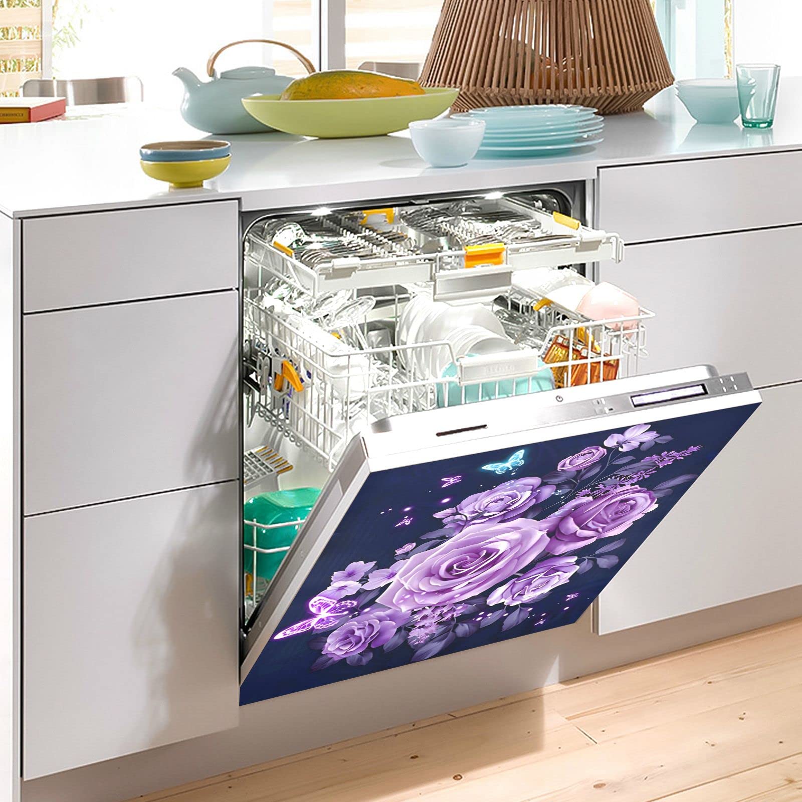 Foto 5 | Funda Magnética Para Lavavajillas Naanle Con Forma De Rosa Morada, 60 X 66 Cm - Venta Internacional.