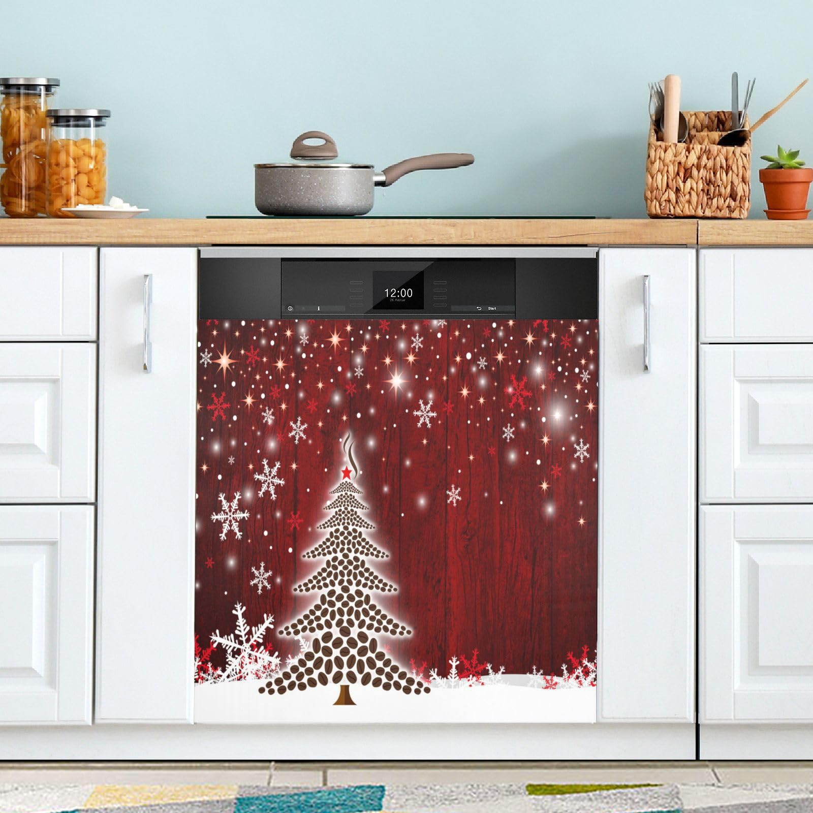 Funda Magnética Para Lavavajillas Bolaz, Diseño De Árbol De Navidad, Pvc Rojo, 58 X 66 Cm - Venta Internacional.