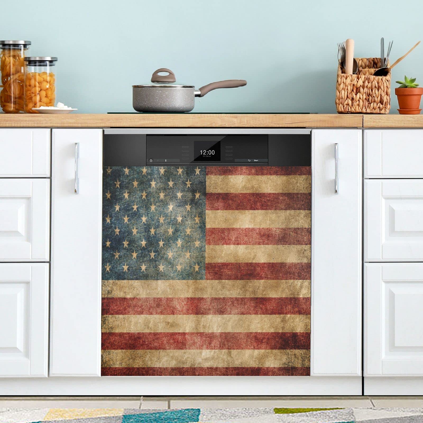 Foto 6 pulgar | Funda Magnética Para Lavavajillas Wamika, Bandera Americana Vintage, 58 X 66 Cm - Venta Internacional.