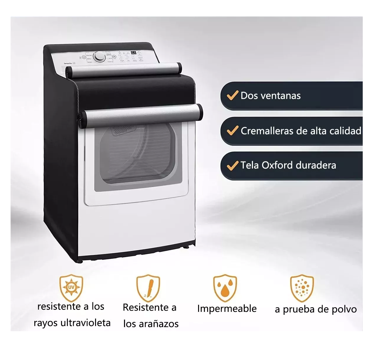Foto 4 pulgar | Funda De Protección Solar Impermeable Universal Para Lavadora Negro