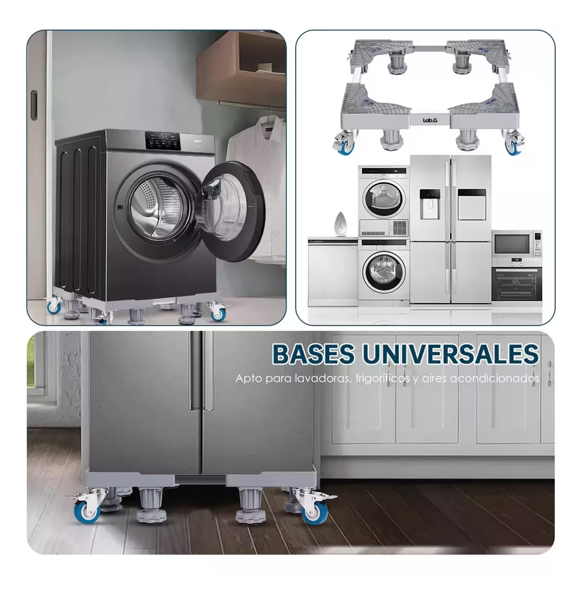 Foto 5 pulgar | Base Multifuncional Universal Para Lavadoras, Frigoríficos Gris