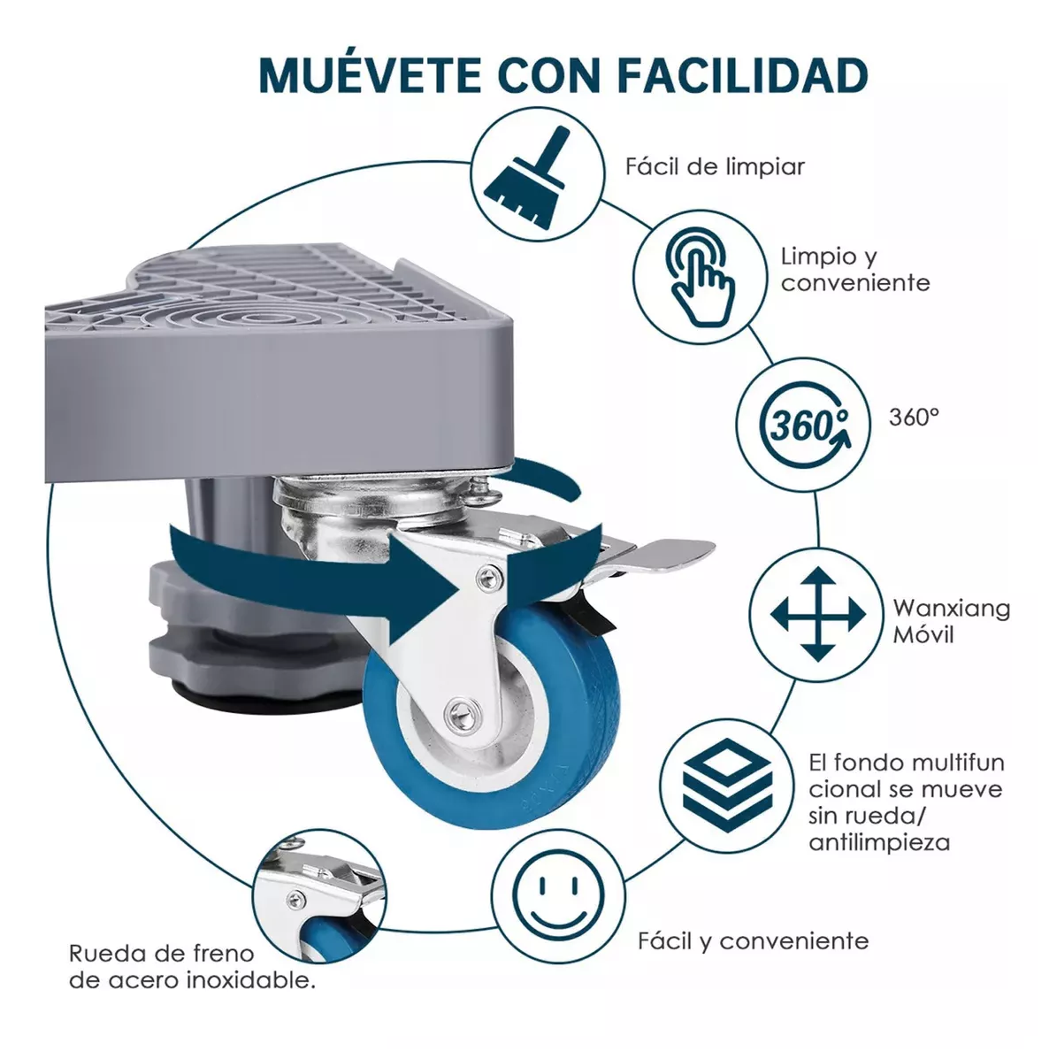 Foto 6 pulgar | Base Multifuncional Universal Para Lavadoras, Frigoríficos Gris