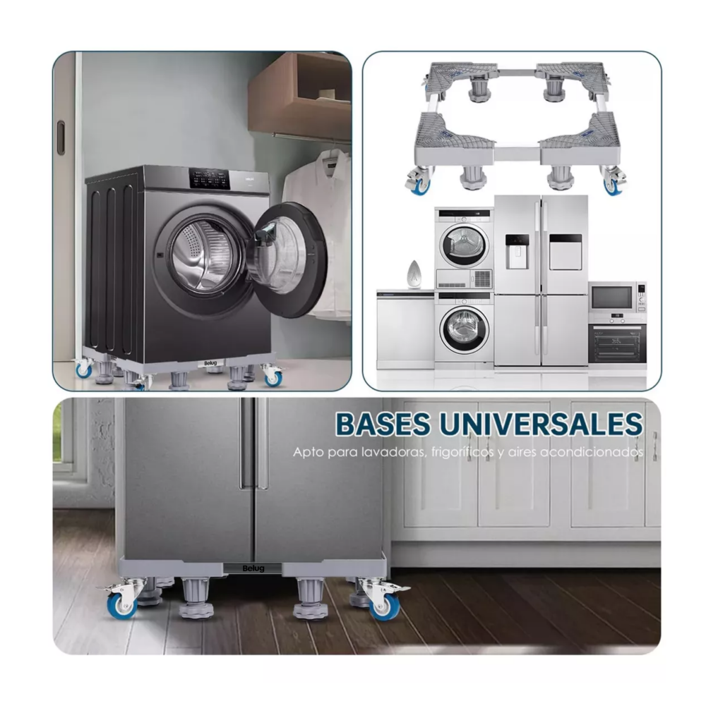 Foto 5 pulgar | Base Multifuncional Universal Para Lavadoras, Frigoríficos. Belug  Gris