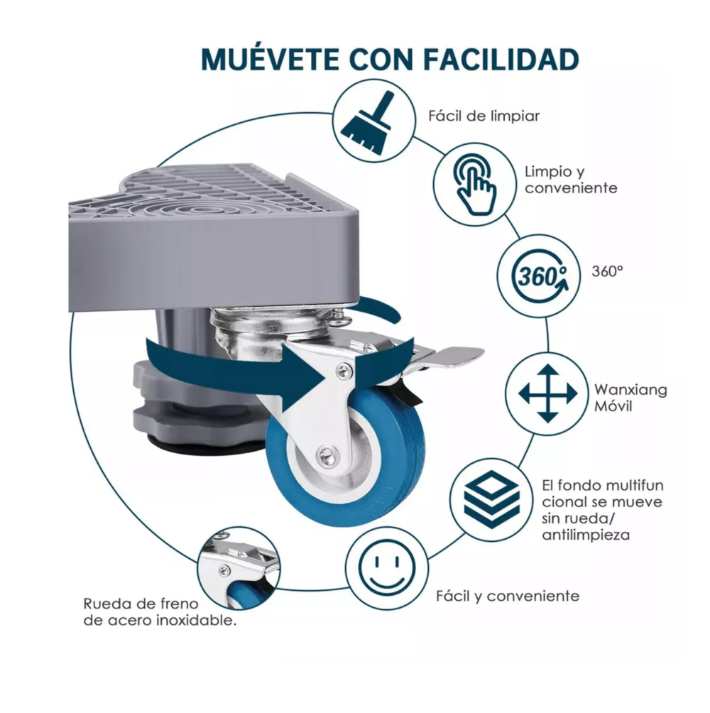 Foto 5 | Base Multifuncional Universal Para Lavadoras, Frigoríficos. Belug  Gris