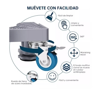 Foto 5 | Base Multifuncional Universal Para Lavadoras, Frigoríficos. Belug Gris