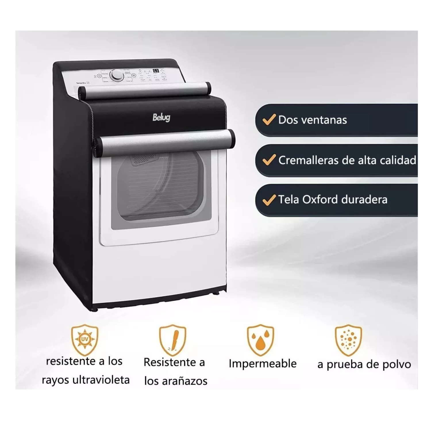 Foto 4 pulgar | Funda De Protección Solar Impermeable Universal Para Lavadora Belug Negro