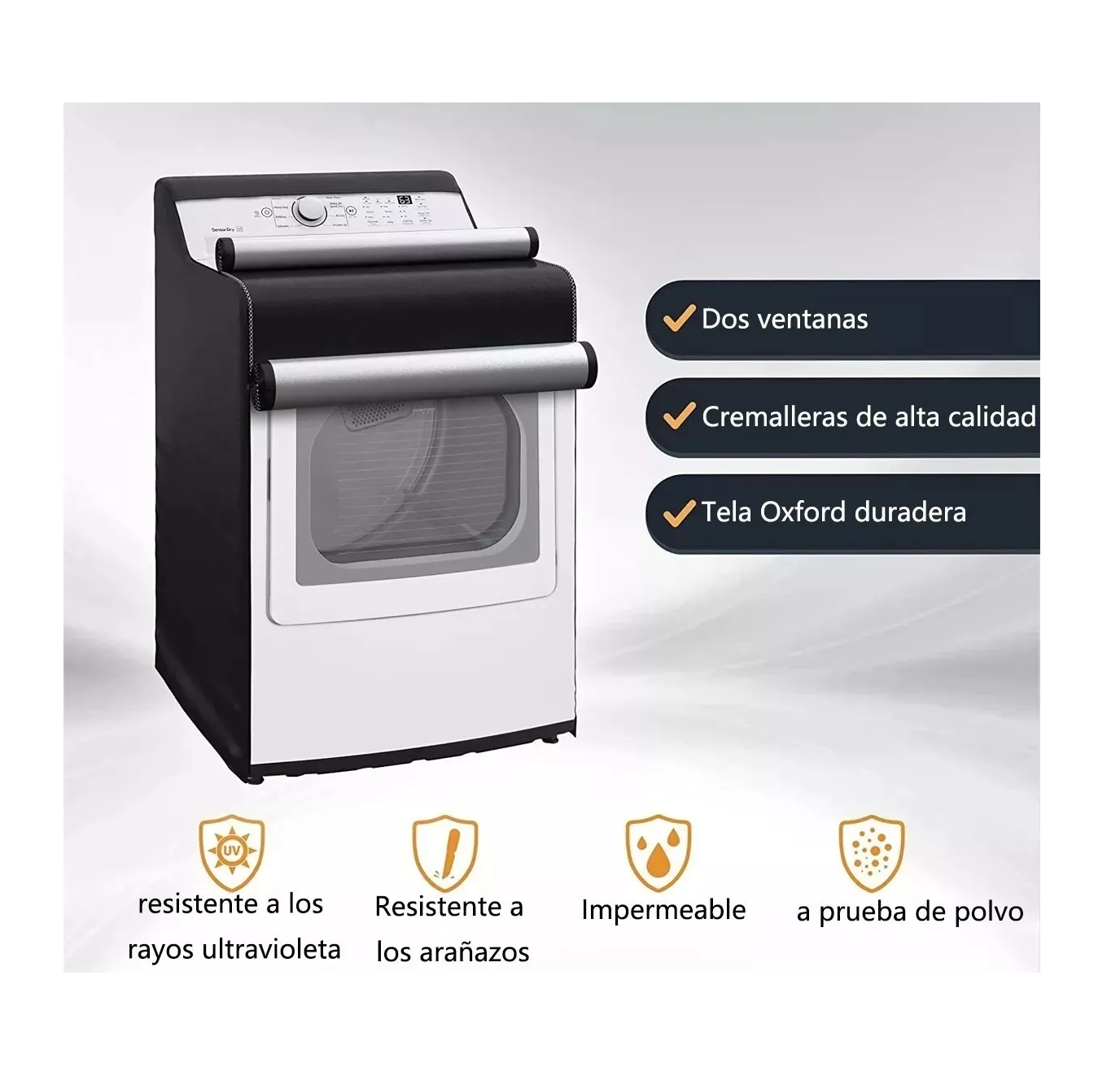 Foto 4 pulgar | Funda De Protección Solar Impermeable Universal Para Lavadora Negro