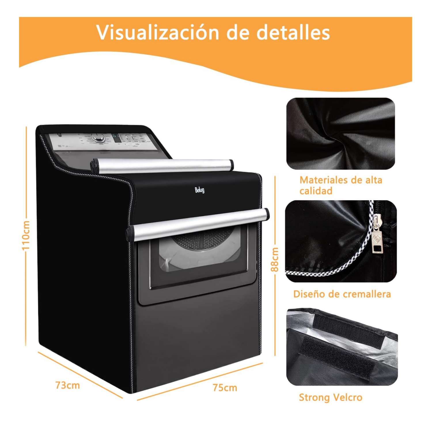 Foto 3 pulgar | Funda De Lavadora Belug Impermeable Y Resistente A Rayos Uv Negro