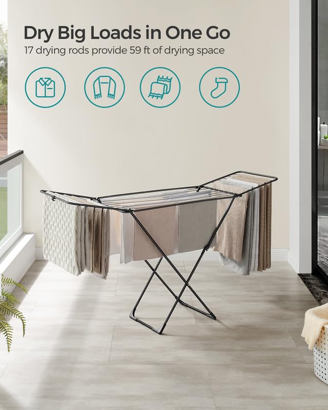 Foto 3 | Tendedero De Ropa Songmics Plegable De Metal Negro Ullr540b01 - Venta Internacional.