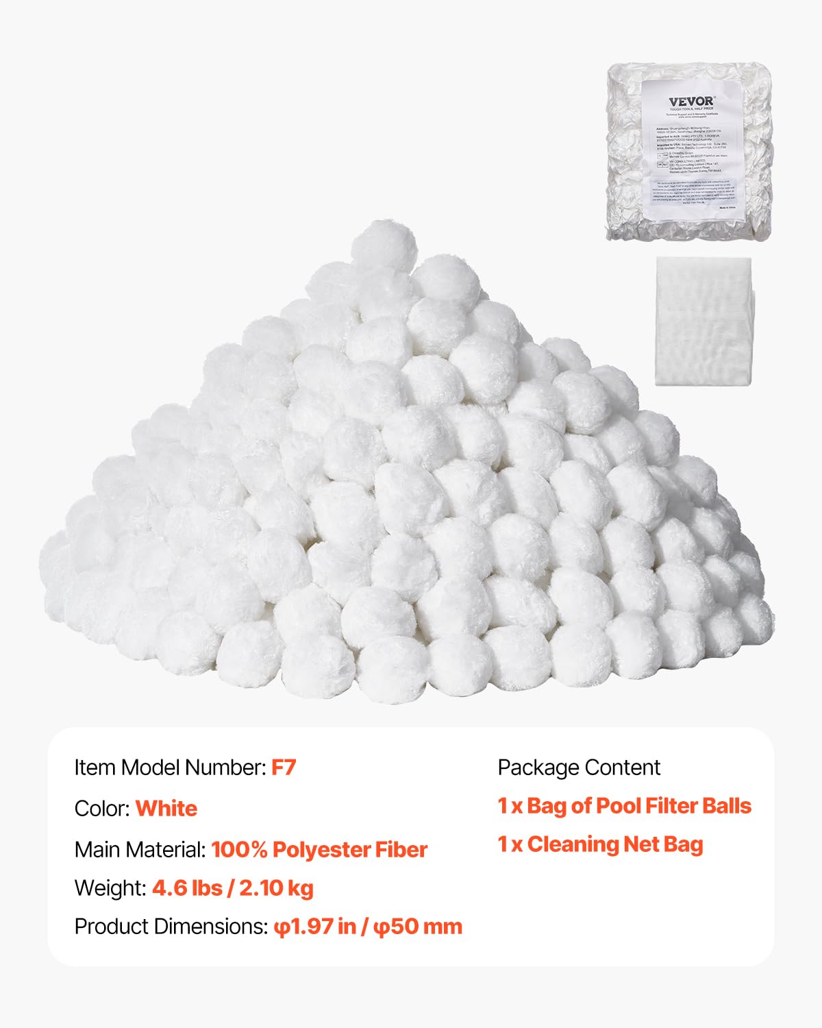Foto 8 pulgar | Bolas De Filtro De Piscina Vevor Para Filtro De Arena, 2,1 Kg, Reutilizables - Venta Internacional.