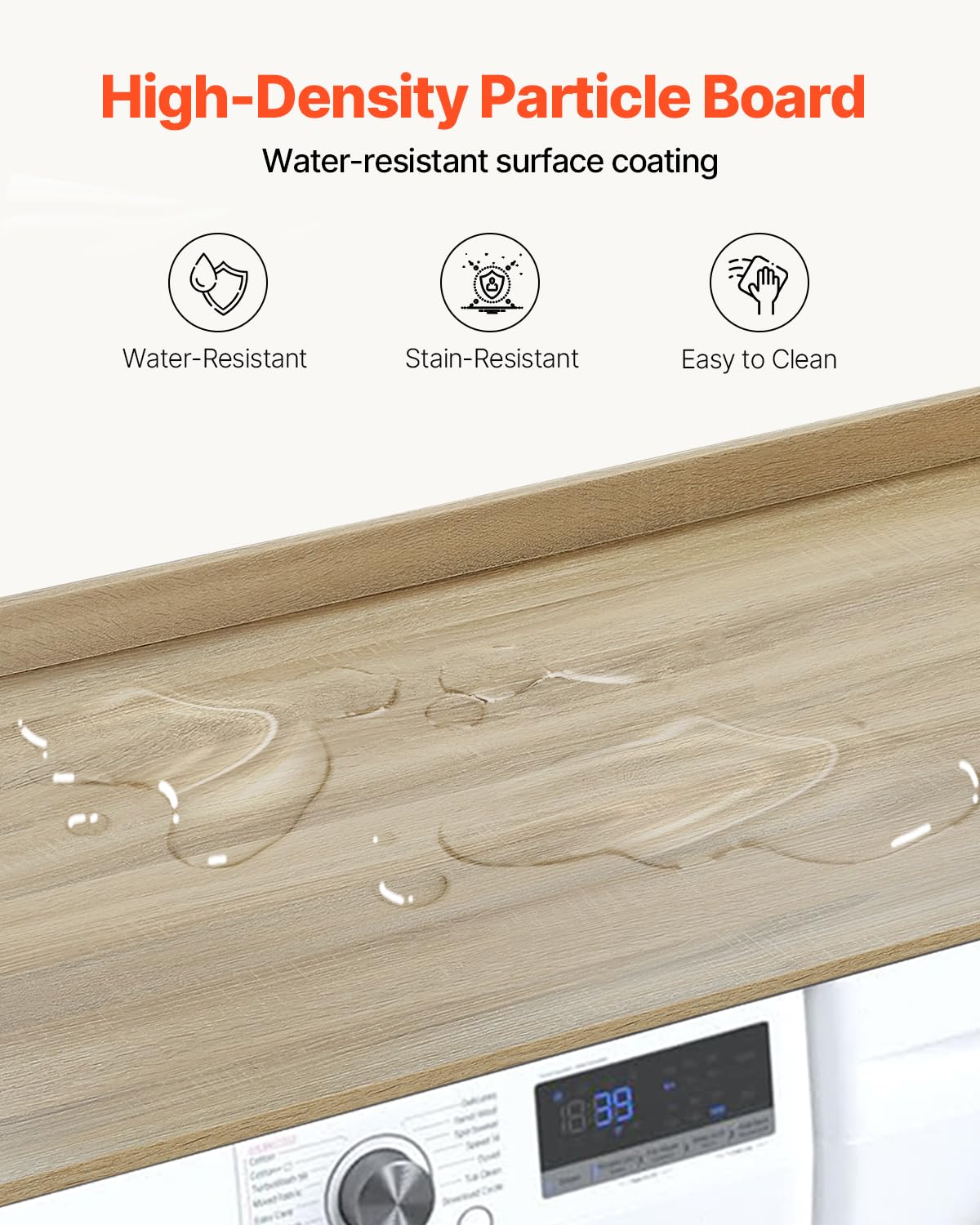 Foto 4 | Encimera Para Lavadora Y Secadora Vevor, 54 X 27 Cm, Madera, Con 2 Ganchos, Roble - Venta Internacional.