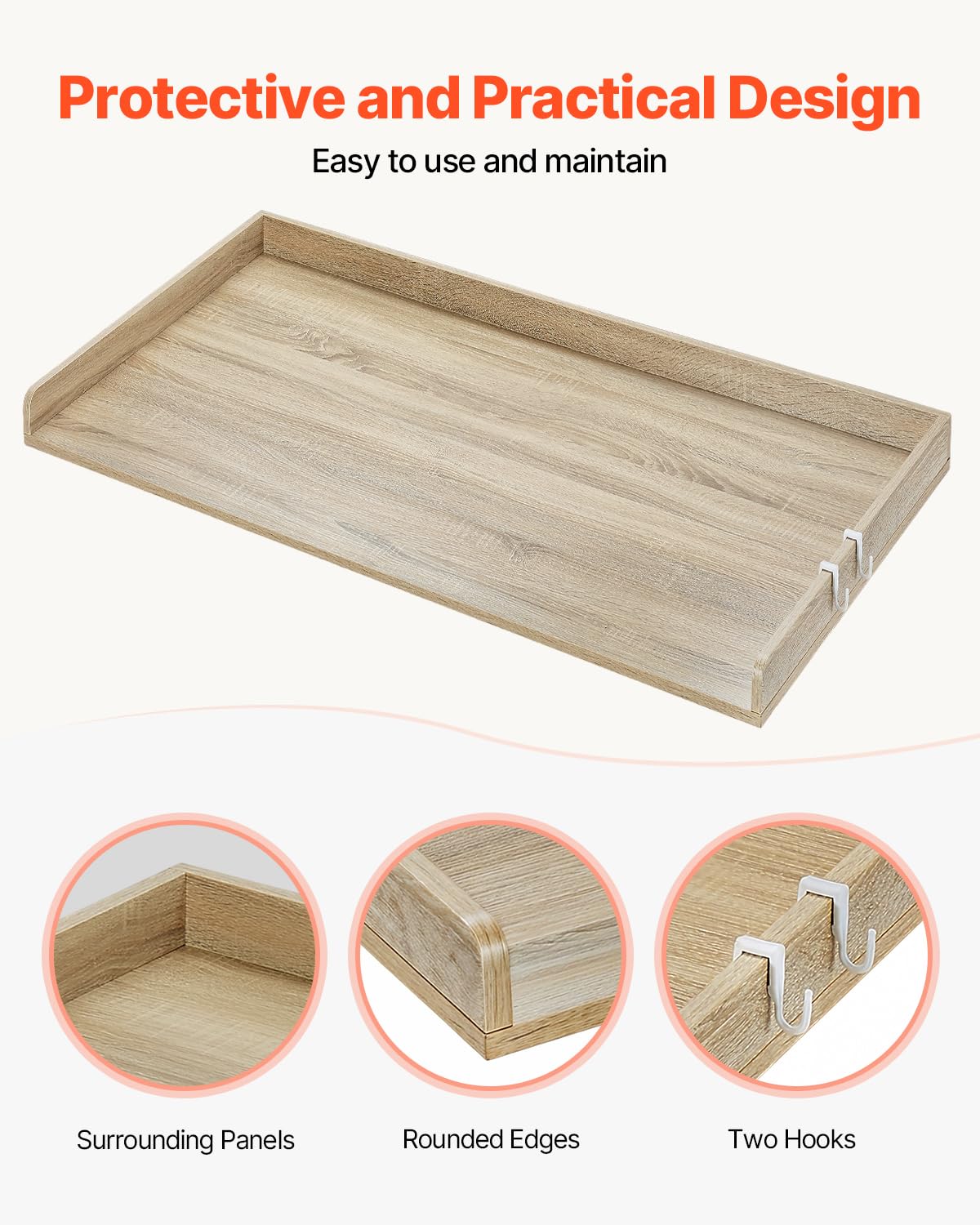 Foto 7 pulgar | Encimera Para Lavadora Y Secadora Vevor, 54 X 27 Cm, Madera, Con 2 Ganchos, Roble - Venta Internacional.
