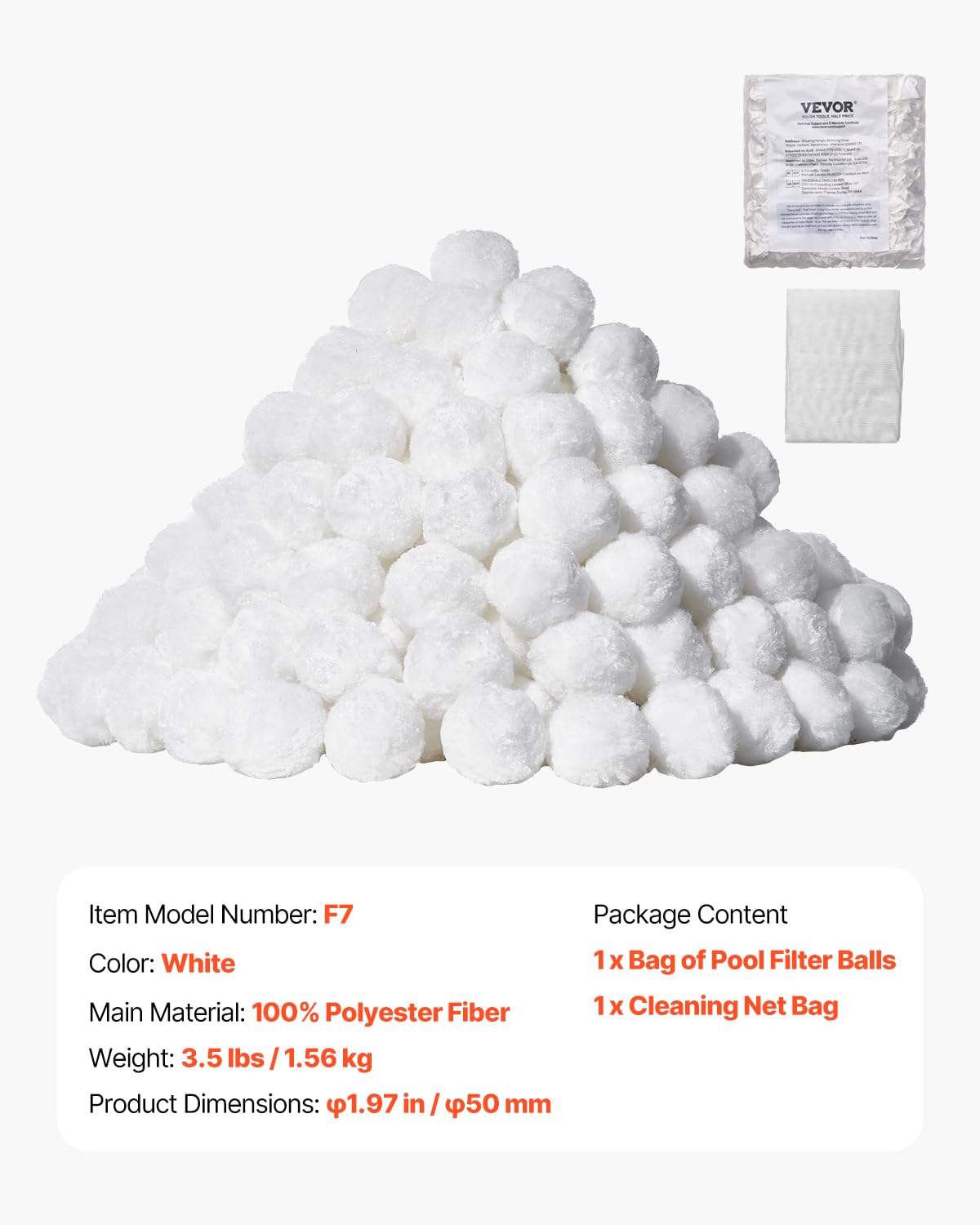 Foto 8 pulgar | Bolas De Filtro De Piscina Vevor Para Filtro De Arena De Fibra De Poliéster De 1,6 Kg - Venta Internacional.