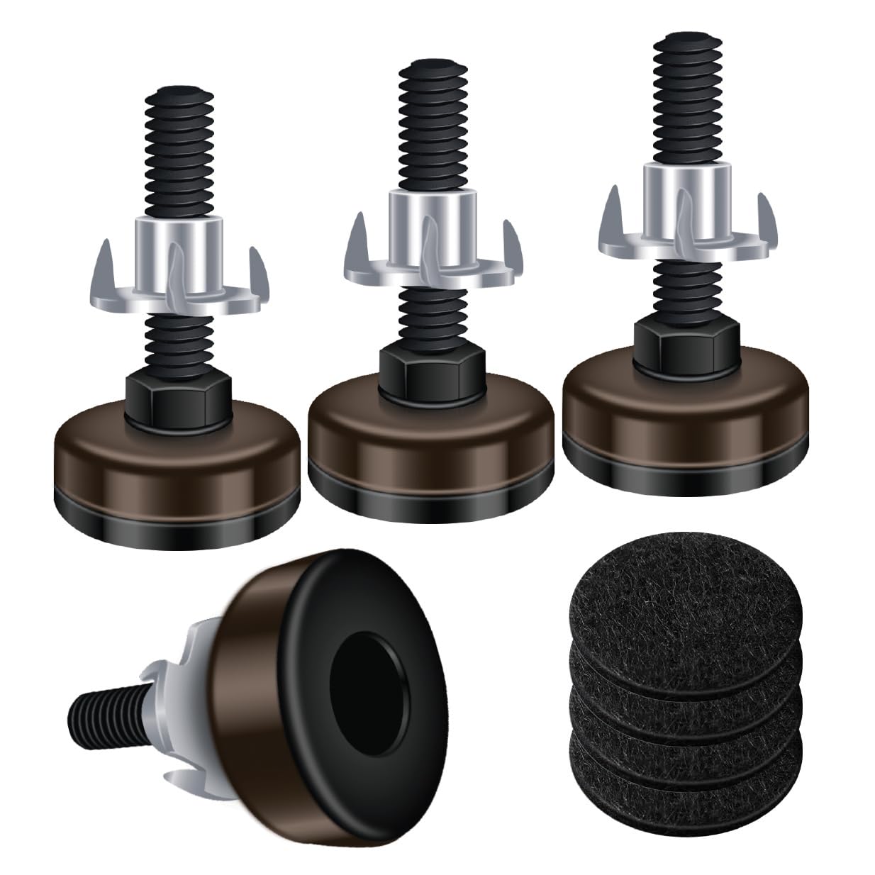 Niveladores Ajustables Para Muebles Saffire  Color Marrón Oscuro (paquete De 4) - Venta Internacional.
