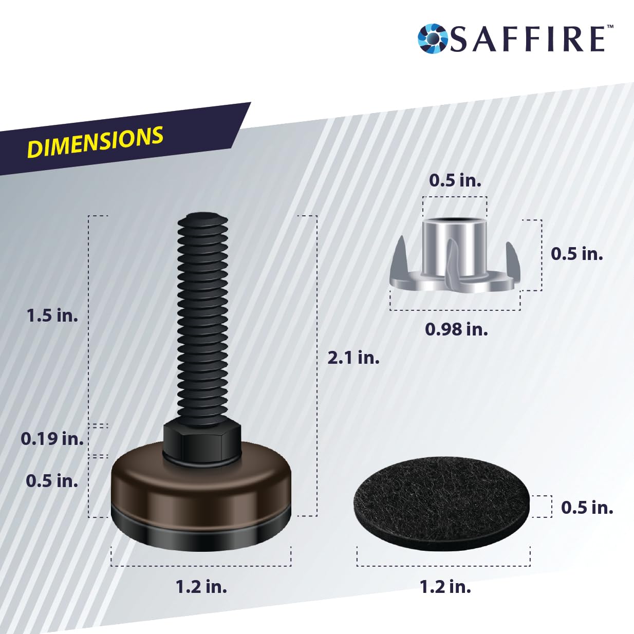 Foto 6 | Niveladores Ajustables Para Muebles Saffire  Color Marrón Oscuro (paquete De 4) - Venta Internacional.