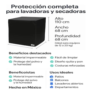 Foto 4 | Cubre Lavadora O Secadora De Vinil Impermeable Quita Pon Belug Gris
