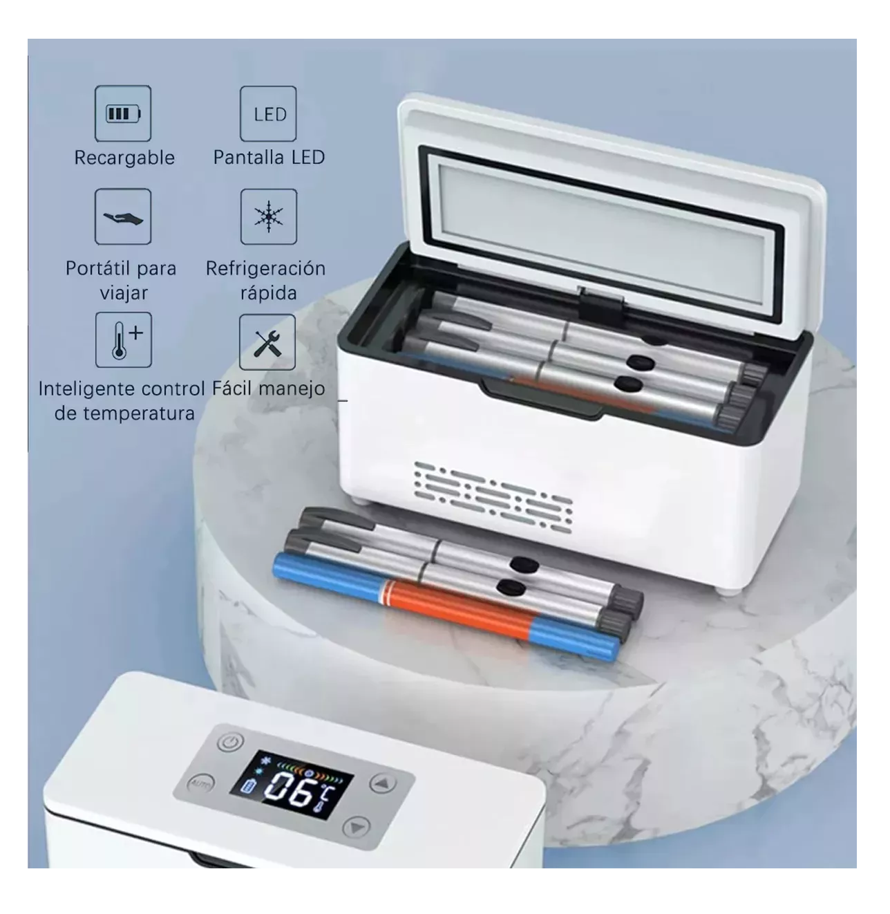 Foto 5 pulgar | Enfriador De Insulina Portátil Refrigerador Con Pantalla 8h Blanco