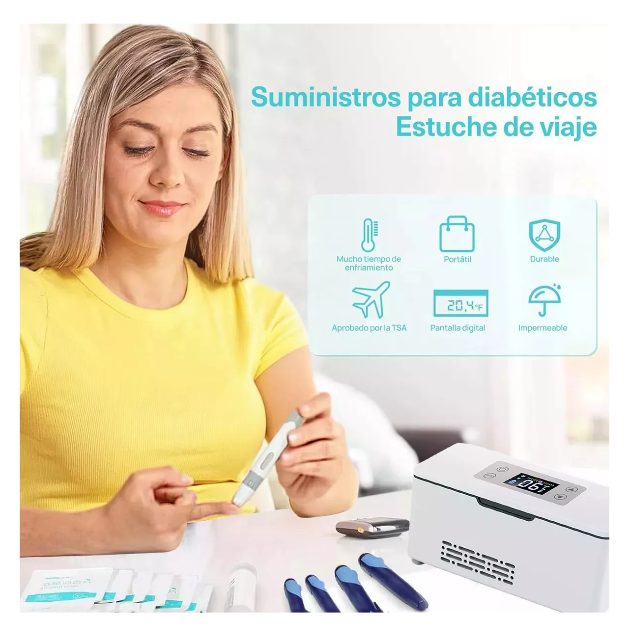 Foto 5 | Enfriador De Insulina Portátil Refrigerador Con Pantalla 8h Blanco