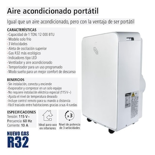 Foto 4 | Aire Acondicionado Portátil Iusa 1 Ton 12000 Btu R32 Color Blanco