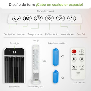Foto 4 | Aire Acondicionado Portatil Y Ventilador De Torre Avera 5l 127v Enfair5l