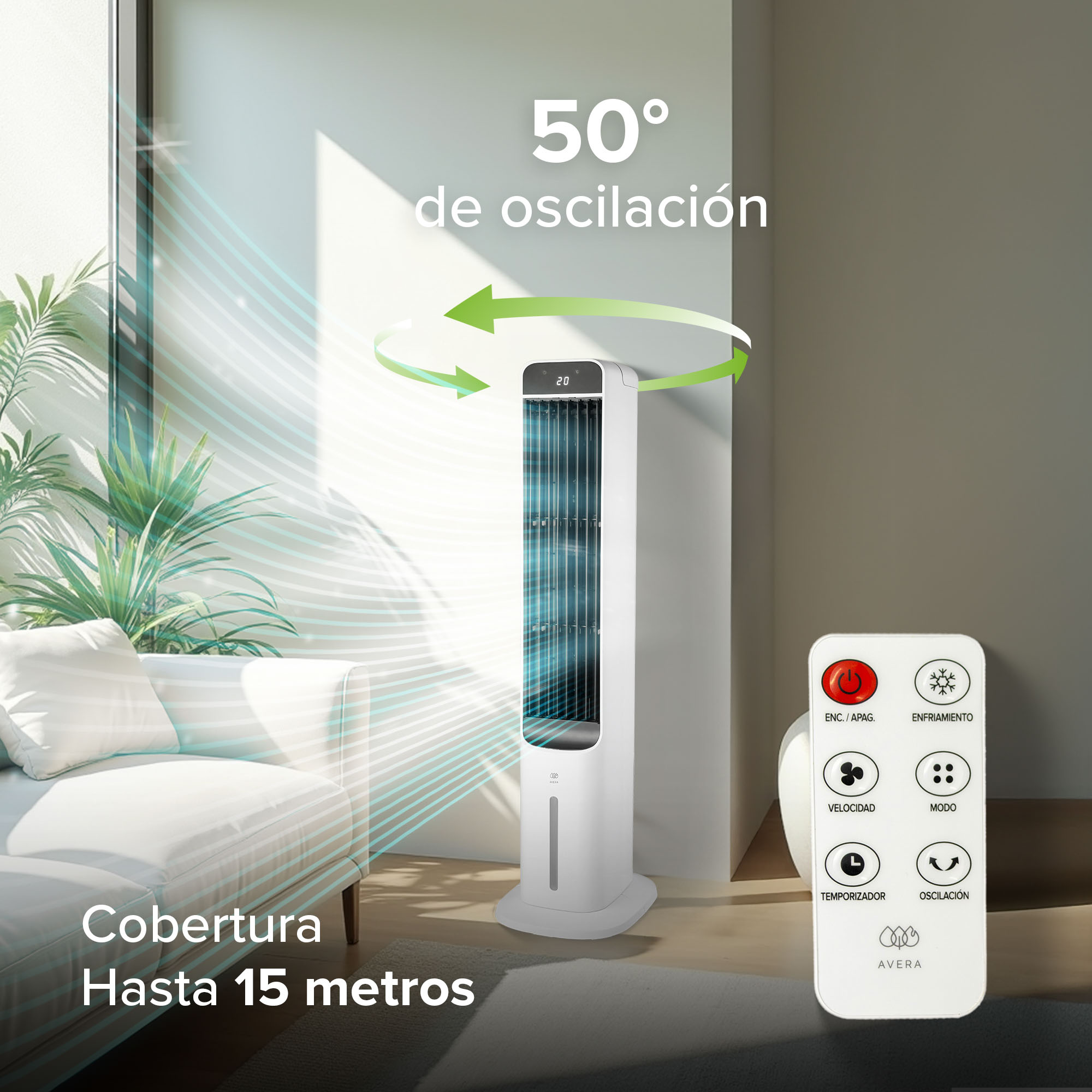 Foto 5 | Aire Acondicionado Portatil Y Ventilador De Torre Avera 5l 127v  Enfair5l