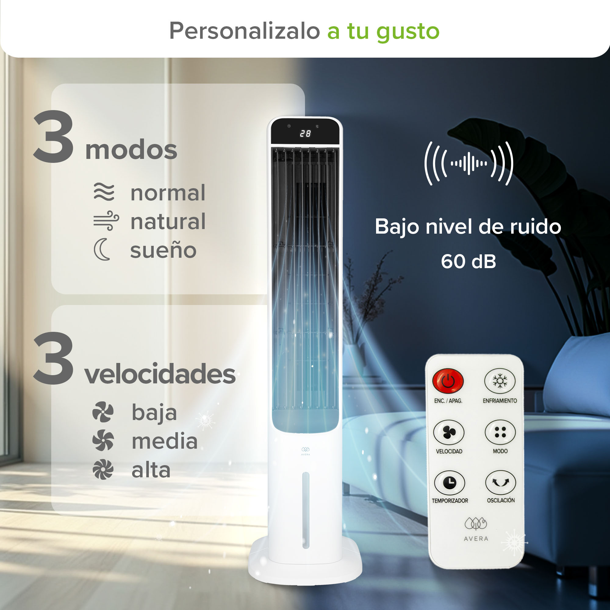 Foto 8 pulgar | Aire Acondicionado Portatil Y Ventilador De Torre Avera 5l 127v  Enfair5l